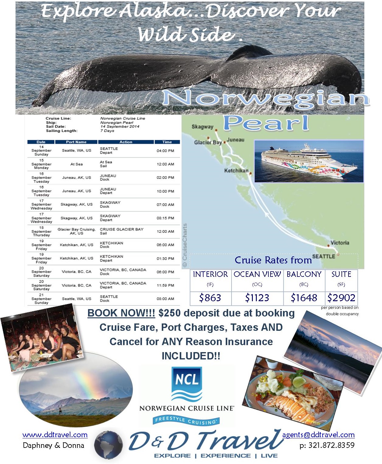 Norwegian Pearl, Alaska from $863 Sailing 14 September 2014
